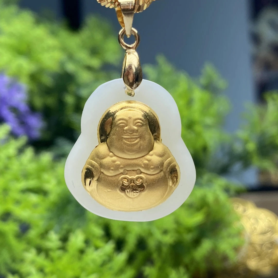 （阿东推荐）黄金 真金和田玉佛公吊坠
