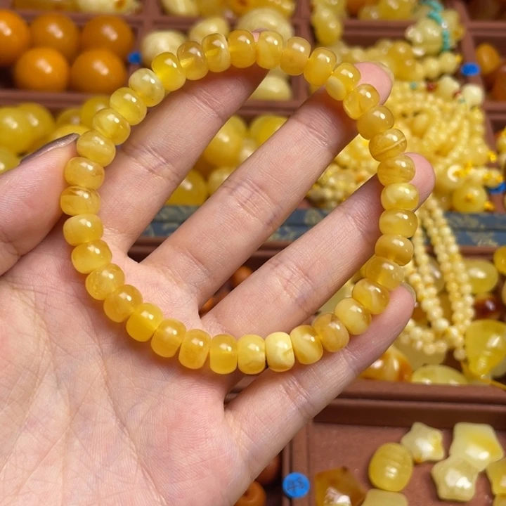 b****蜜蜡未镶嵌珠宝奇石老型手串（天然蜜蜡微花粉）