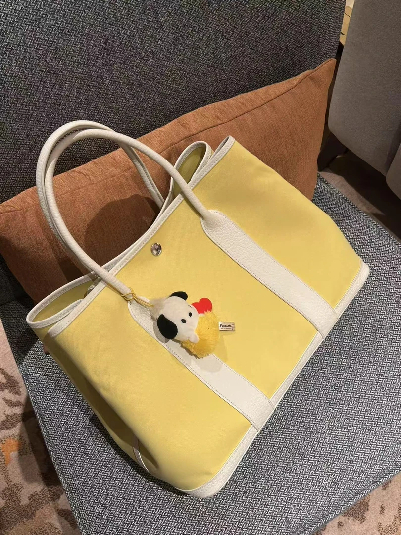 95新 Hermes/爱马仕 展会外场！黄色帆布36花园包