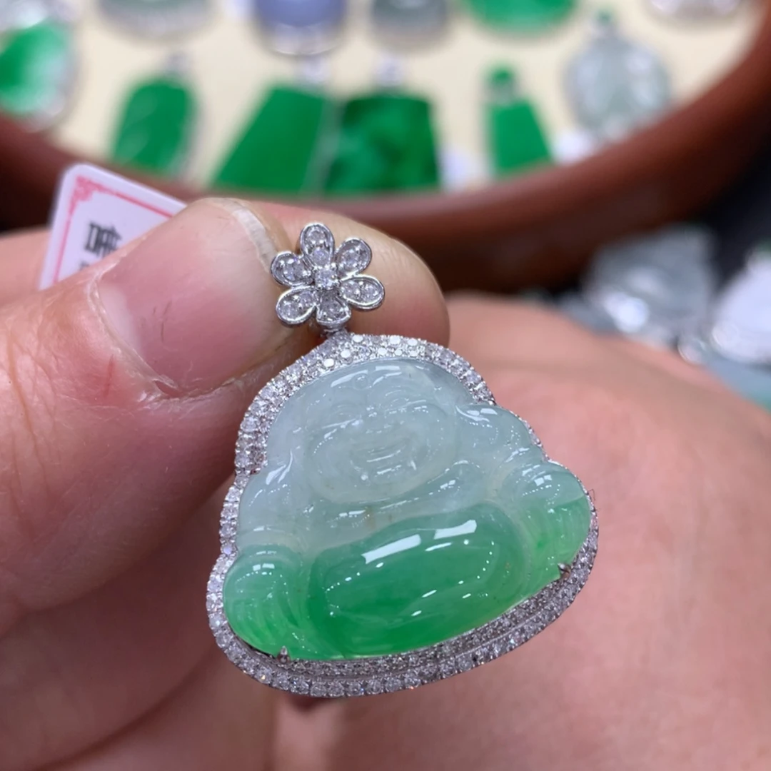 【闪购商品】翡翠颈饰18K金镶嵌佛公