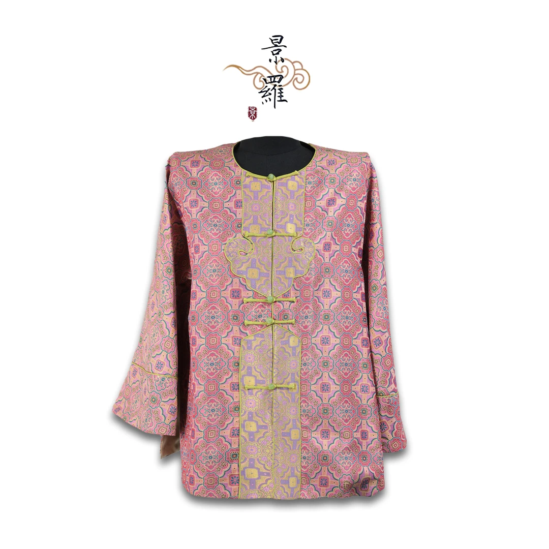 景罗【玉联环】夏季新款新中式国风张和才蜀锦女士桑蚕丝上衣E0022