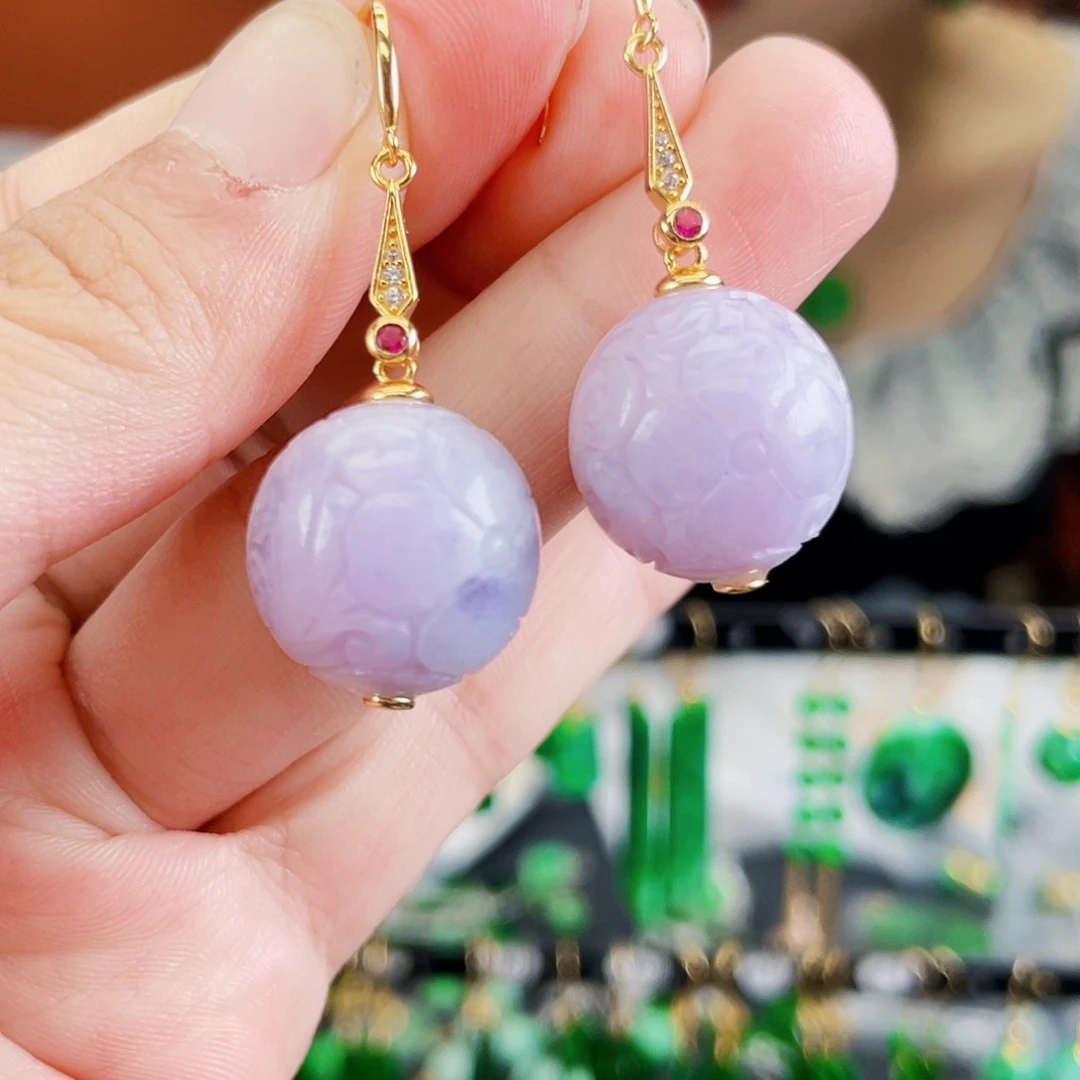 银S925镶嵌翡翠耳饰