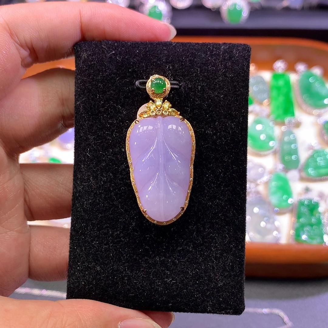 翡翠18K金镶嵌吊坠(不含链)