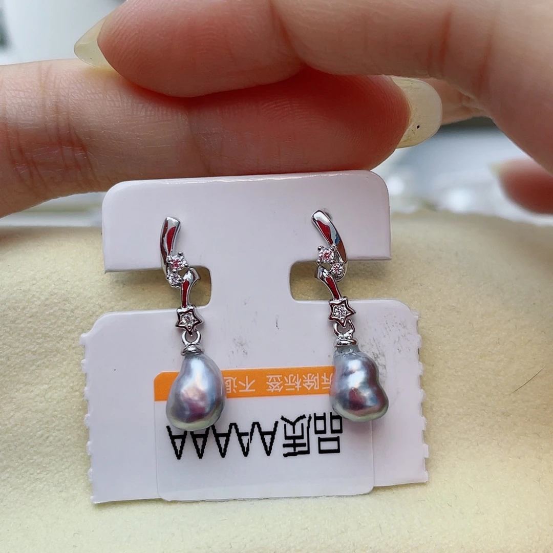 银S925镶嵌耳饰海水珍珠w40