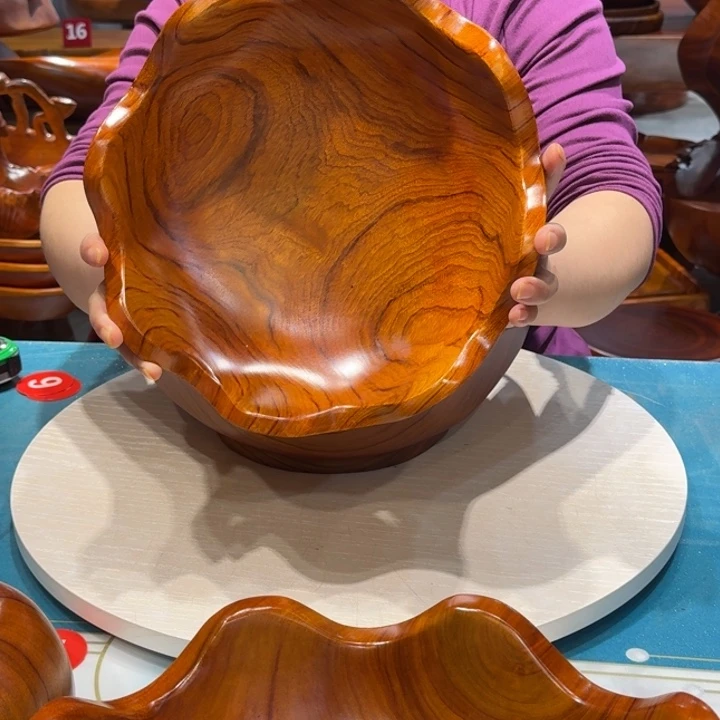 木莲花果盘 无底 香樟实木