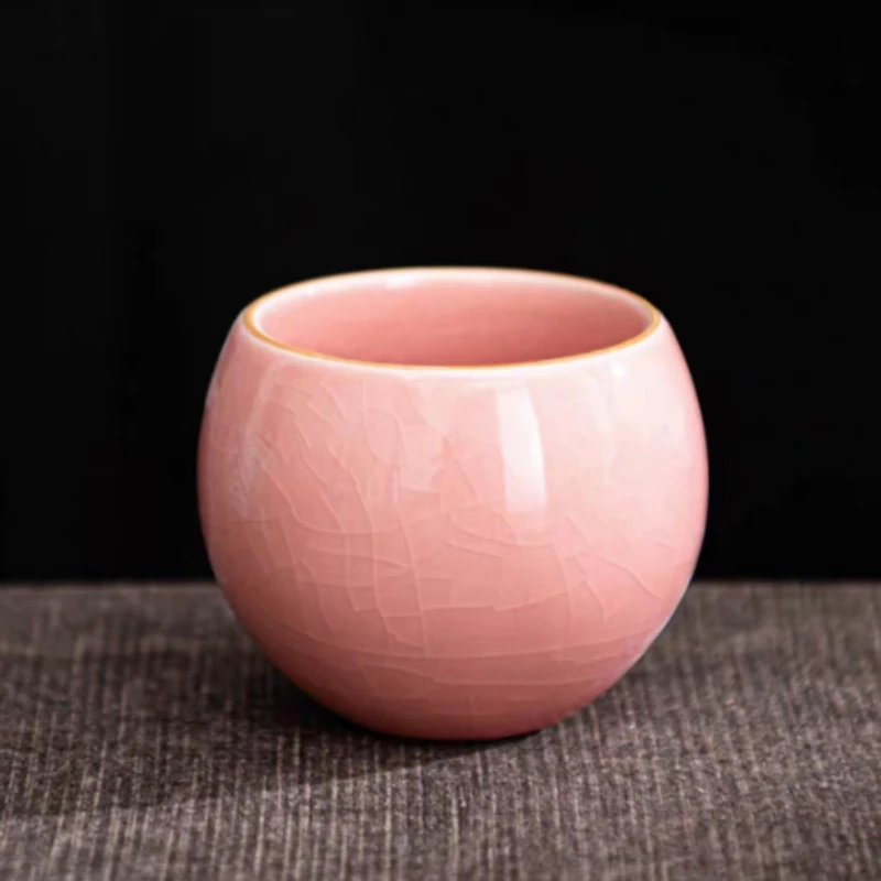 冰裂（粉）龙蛋杯 茶杯主人杯陶瓷杯
