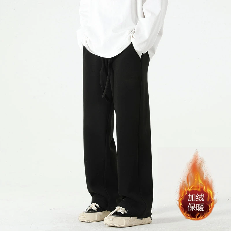 66679J德绒加绒加厚糯米裤男女百搭港风休闲冬季保暖卫裤子