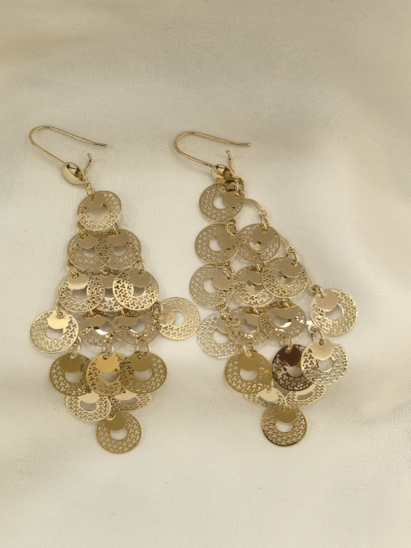 钛钢耳饰 金色欧美风几何图案女瑞丽风耳环饰品欧美古风古典