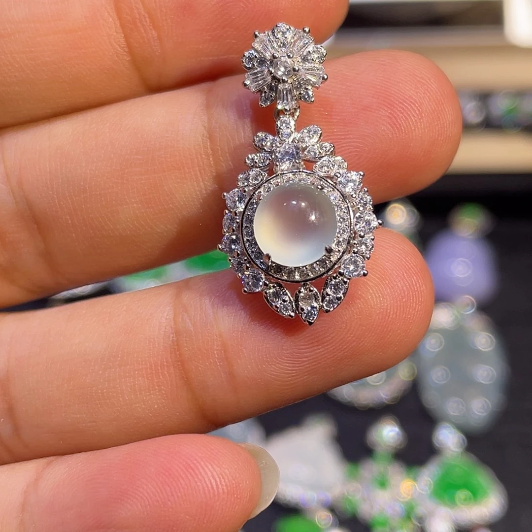 翡翠银S925镶嵌吊坠(不含链)