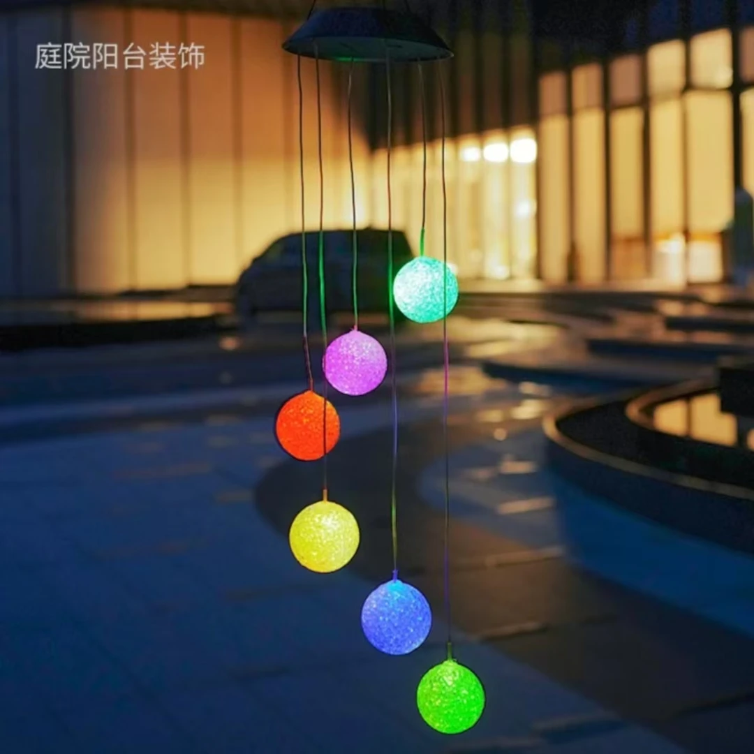 太阳能风铃灯露台户外阳台庭院花园圆球灯防水布置氛围景观装饰灯
