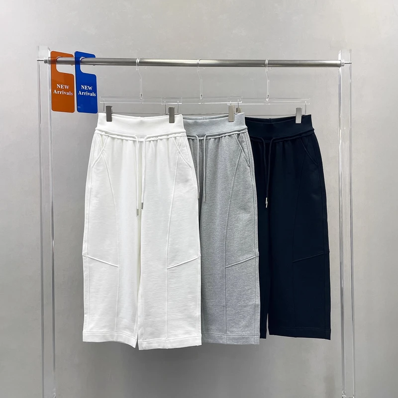 Aura mode春夏新款时尚休闲松紧腰九分卫裤女高腰百搭直筒裤93760