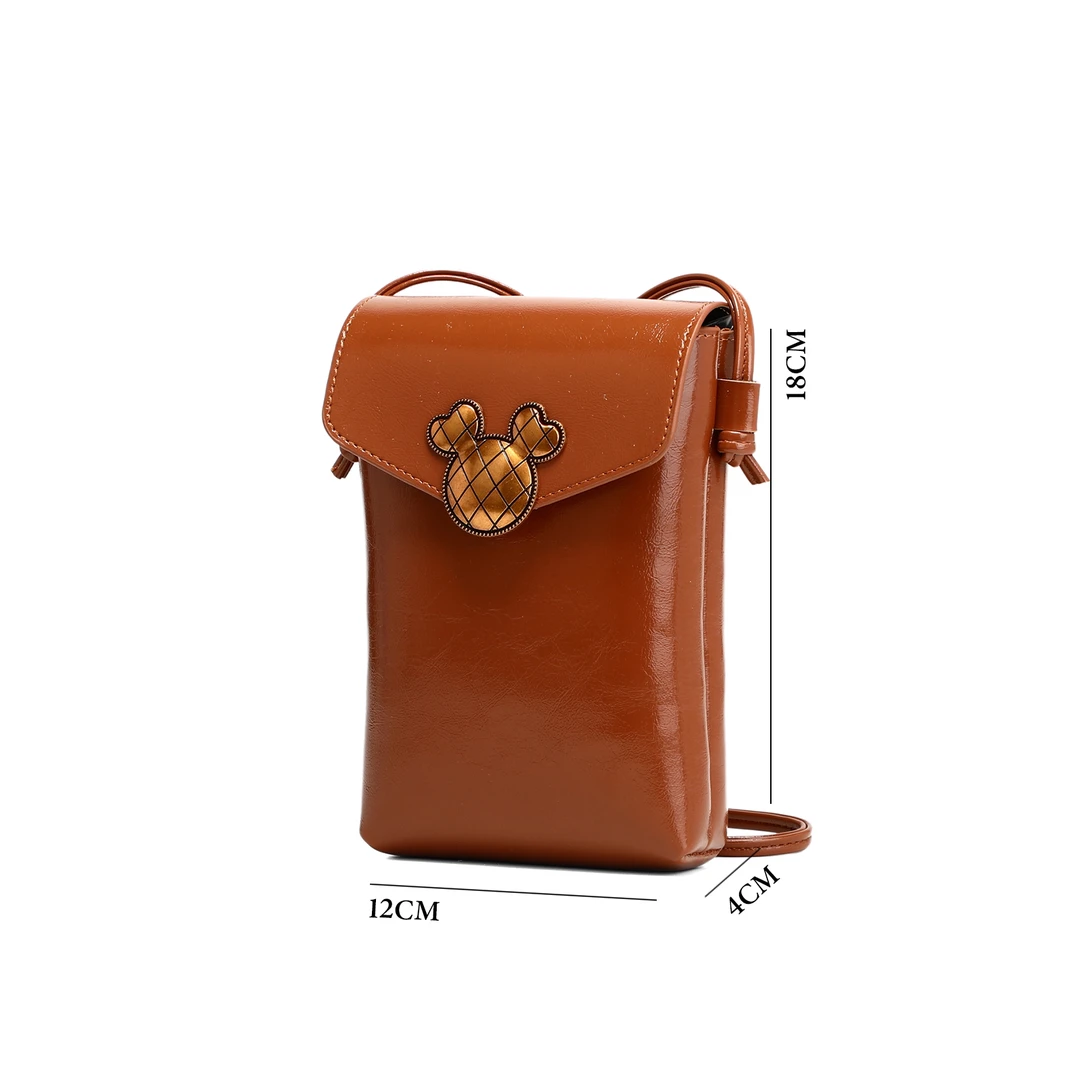 棕色米奇手机包百搭