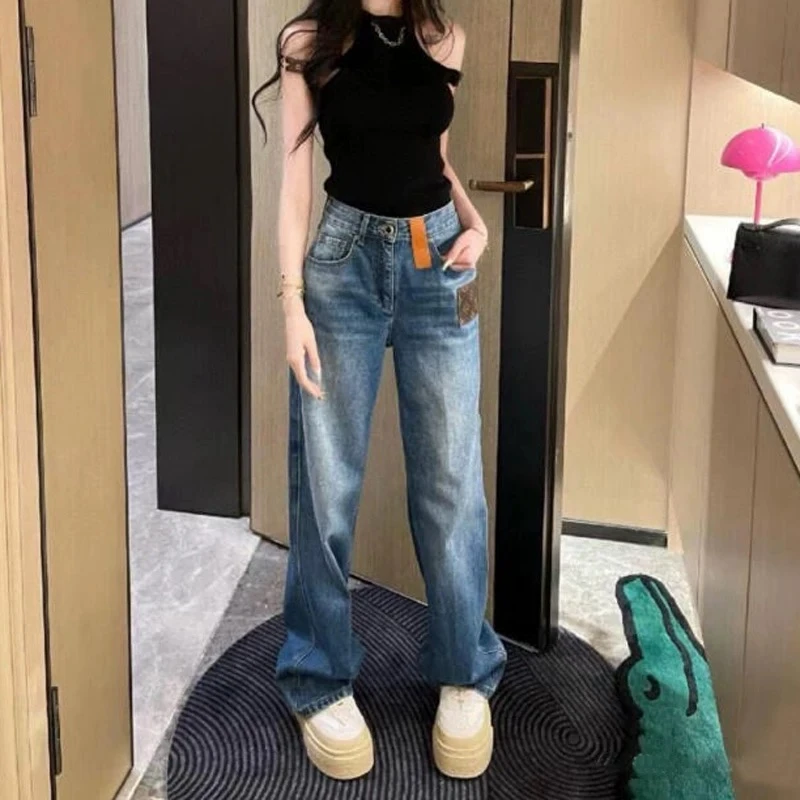 【CC专属】新款春秋牛仔休闲显瘦直筒女士牛仔裤-56333
