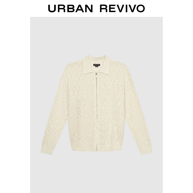 UR2025春季新款男装时尚肌理感拉链翻领针织开衫UIC950001