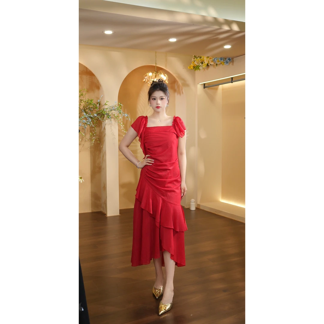 王超越定制-095（红色美人鱼）连衣裙DMY102-X