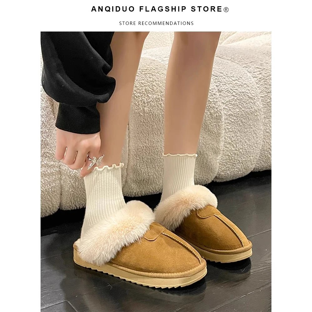 断码毛毛棉拖鞋女冬季加绒加厚外穿包头保暖勃肯棉鞋子A-9