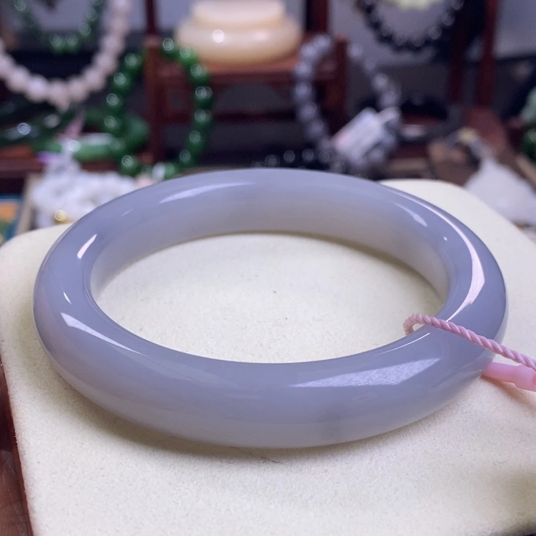 和田玉精品高冰烟紫香芋紫手镯56未镶嵌