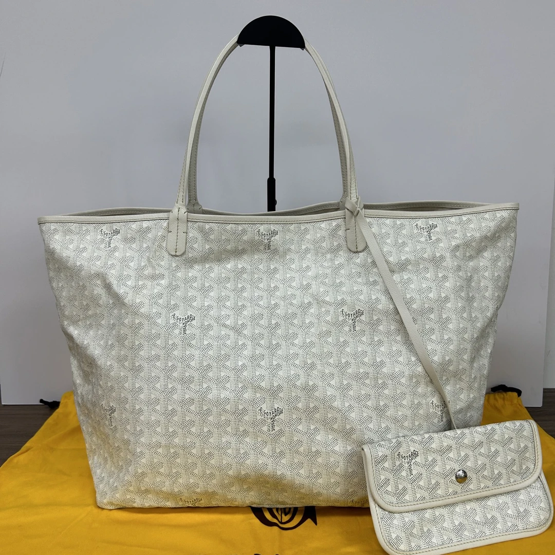 95新 Goyard 白色Y字满印大号托特子母购物袋 08812