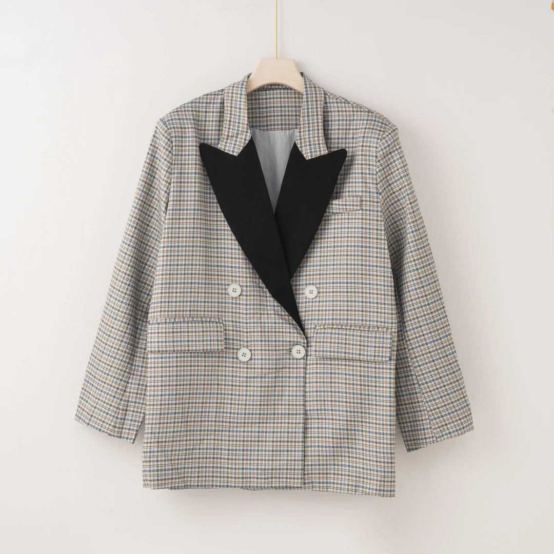 【特价-占单者限购】Q2551 格纹设计长袖气质款西装 7219