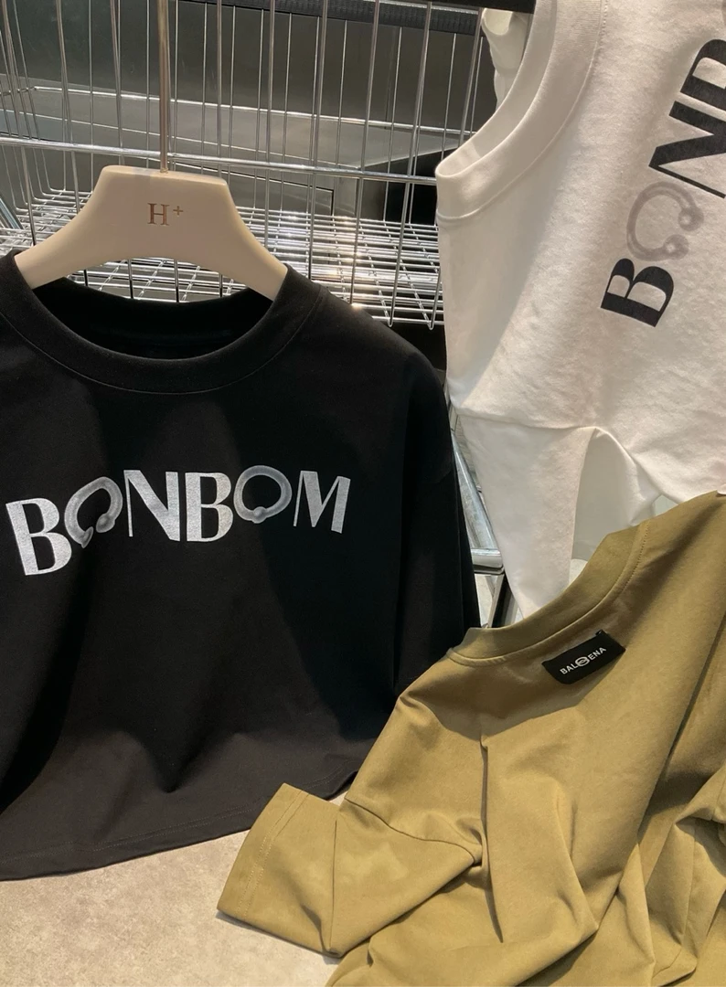 6736-2503 夏季百搭字母圆领短袖T恤