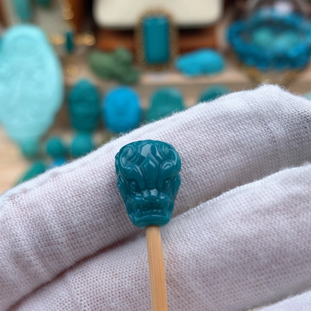 绿松石未镶嵌瑞兽三通11