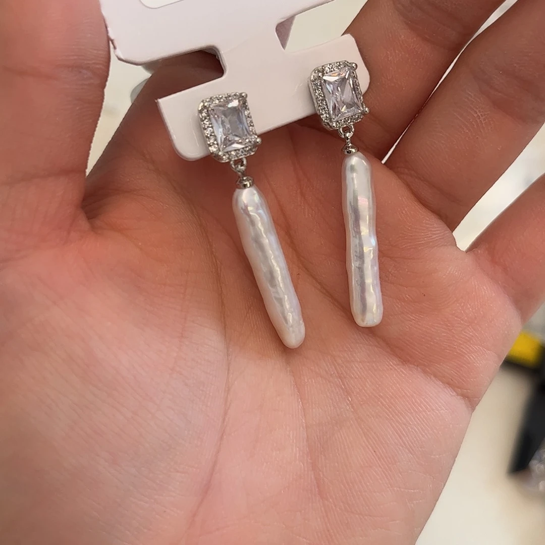合金淡水珍珠耳饰
