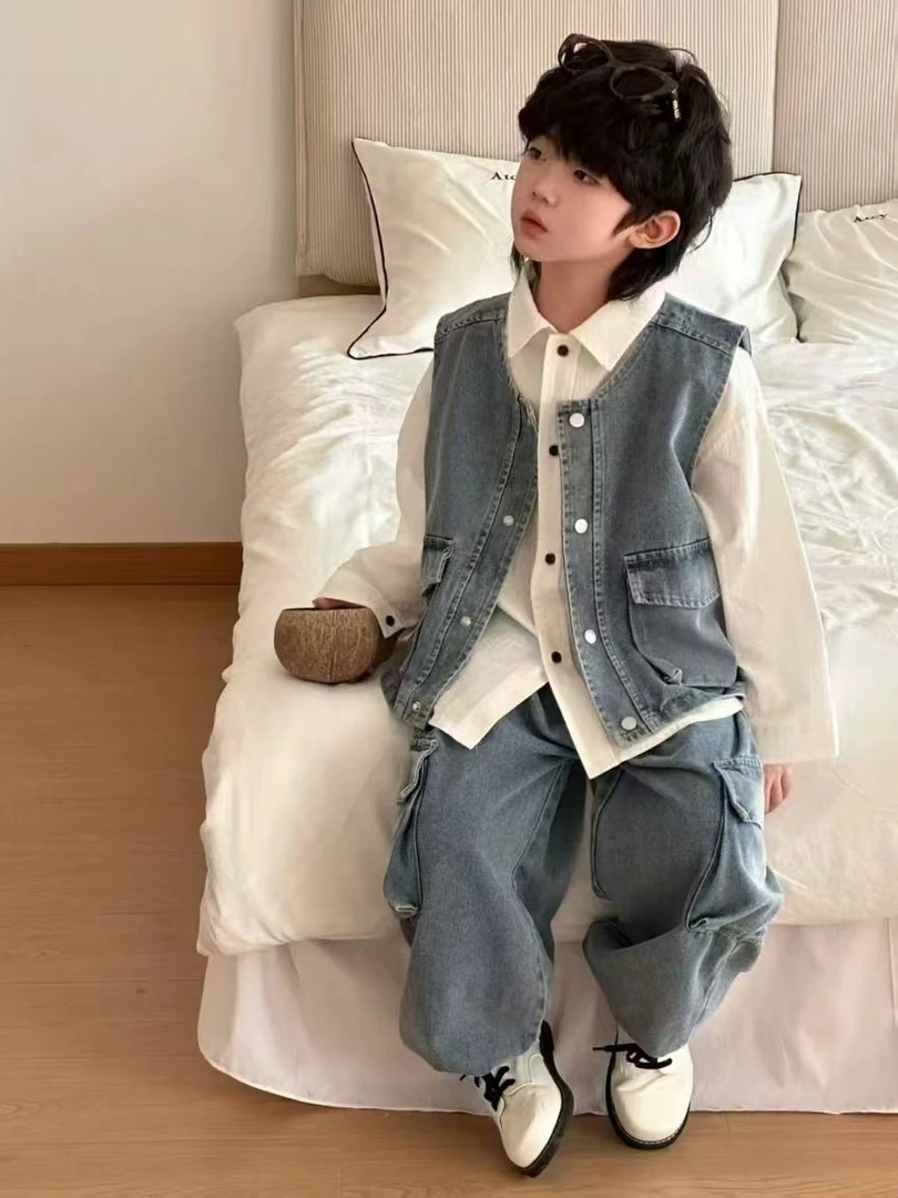 奕辰家-2025儿童春秋休闲牛仔三件套爆款韩版