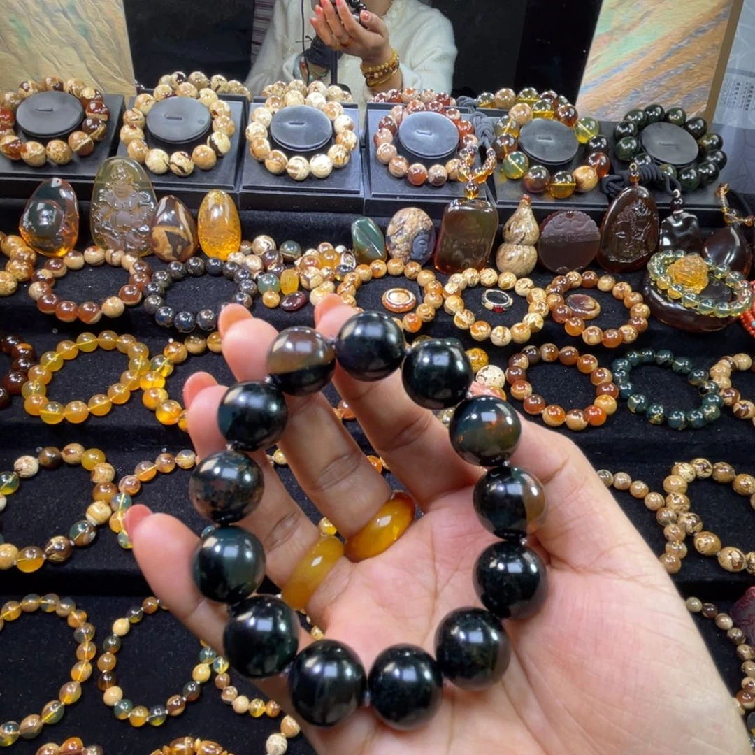 琥珀未镶嵌手串海藻16