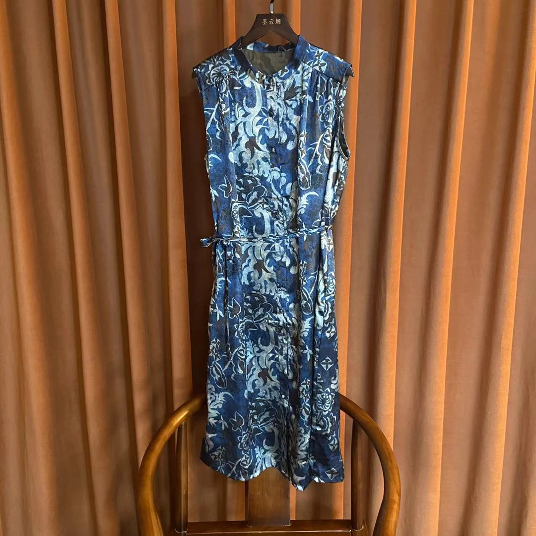 【未依】夏季时尚背心裙上衣无袖连衣裙气质中国风时尚复古长裙607