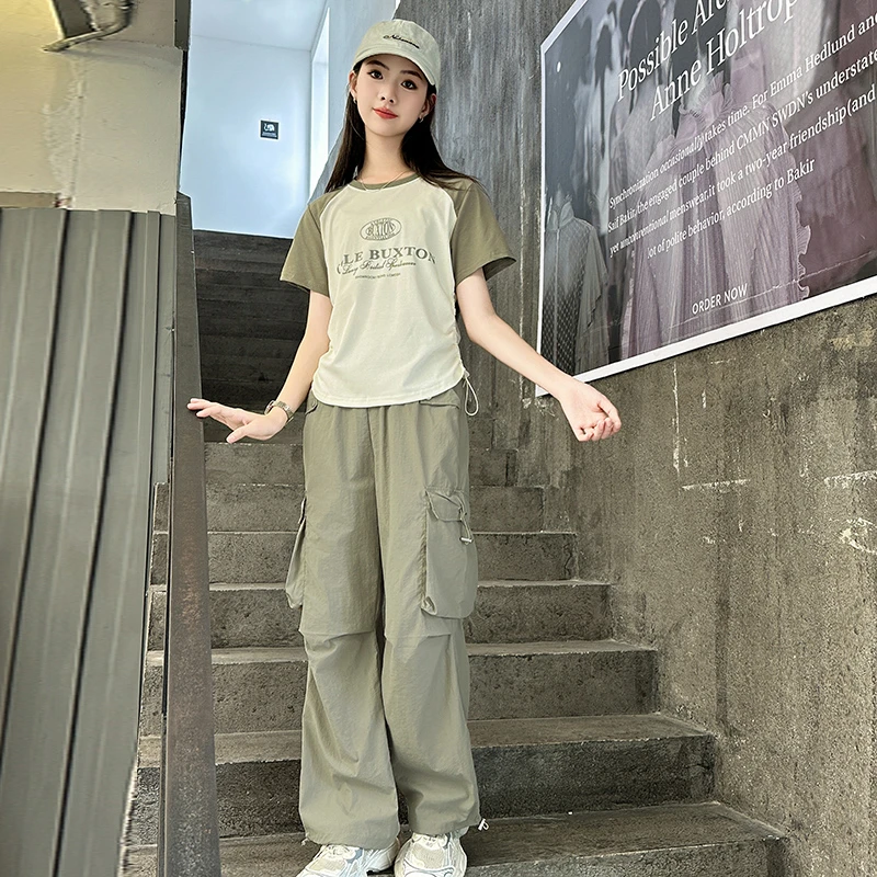 女大童套装夏装2025年新款儿童洋气网红初高中学生女童夏季两件套