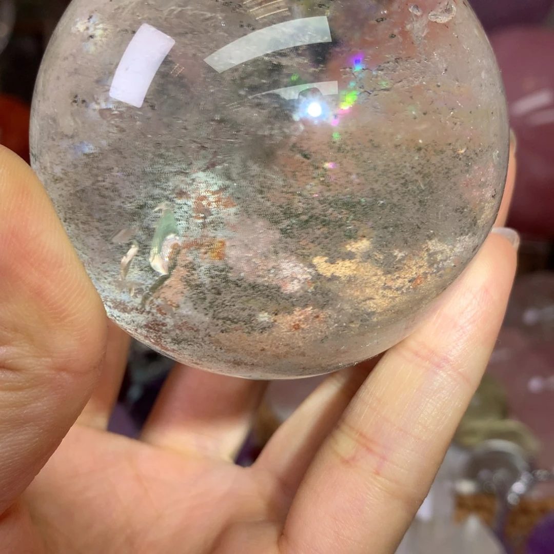 水晶珠宝半成品未镶嵌幽灵爆彩球65mm