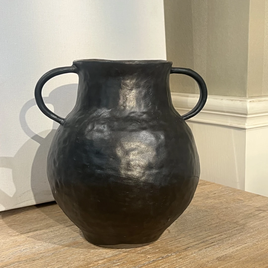 【叠影•乌金双耳花瓶】景德镇花瓶花瓶装饰品摆件客厅餐厅样板间