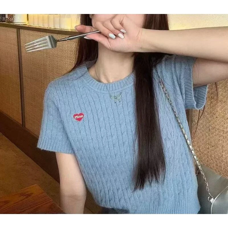 天丝羊毛/舒适显白/重工编织麻花/针织短袖A253