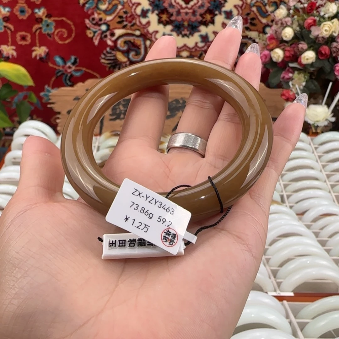 和田玉未镶嵌手镯新疆和田玉全糖手镯59