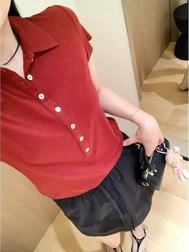 “雅痞POLO”2025新款雅痞上衣短袖T恤08620显瘦气质时尚洋气女士