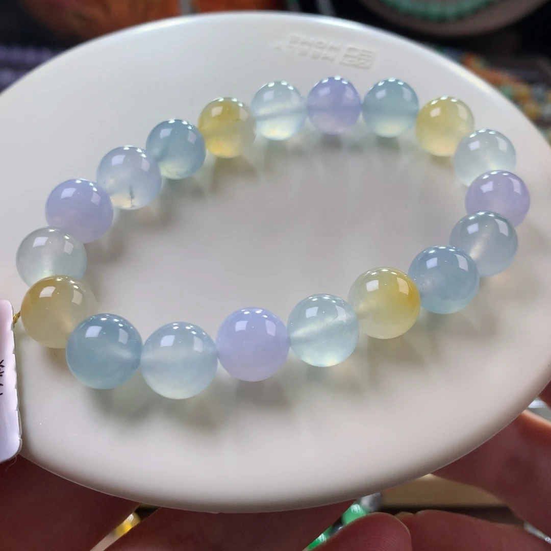 未镶嵌手链翡翠翡翠冰底马卡龙卡10+