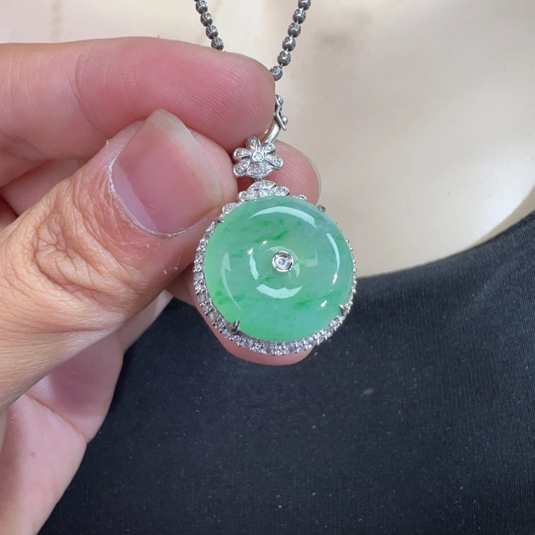 翡翠18K金镶嵌吊坠(不含链)