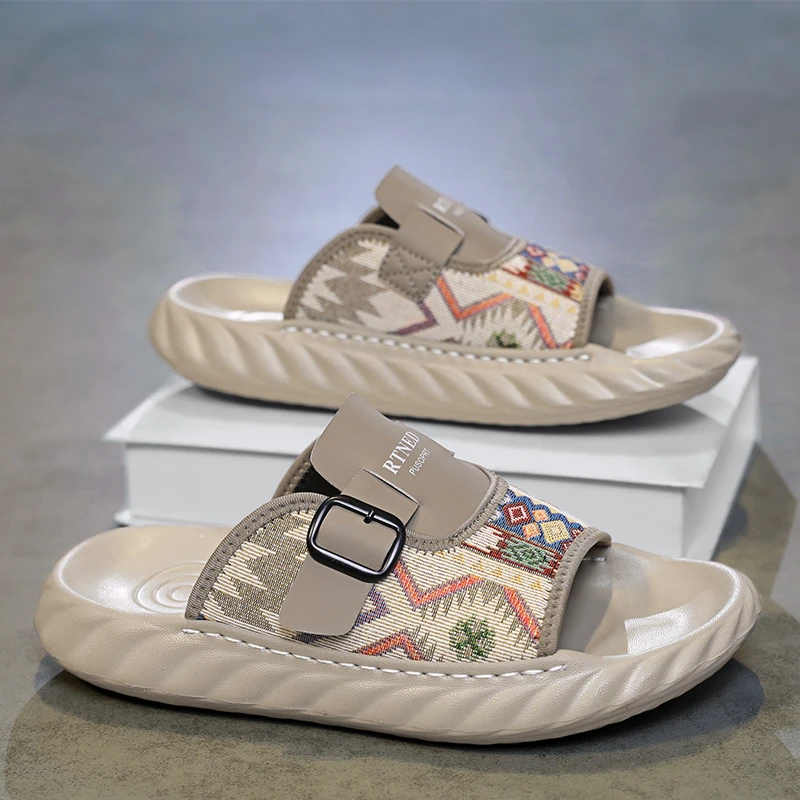 男士沙滩鞋轻便夏季平跟休闲一字拖鞋潮流男款网红耐磨时尚2025新