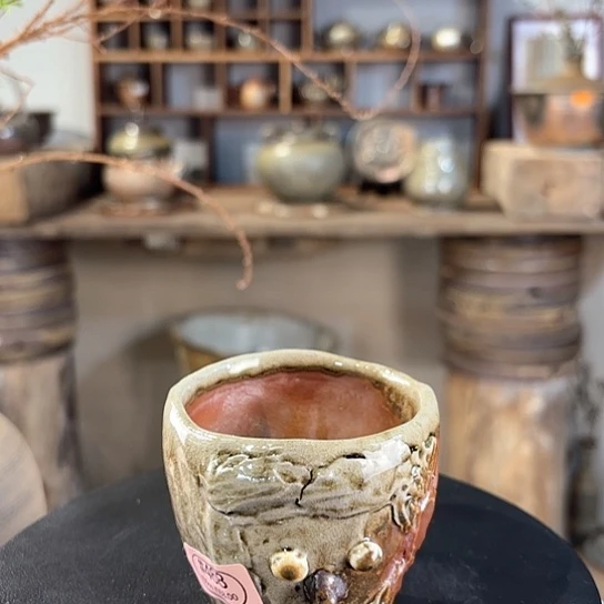 #468柴烧窑变玉化手捏茶杯外星人