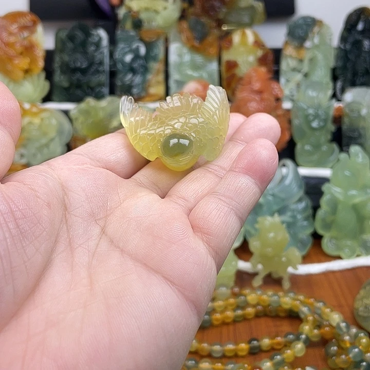 断***念蛇纹石玉未镶嵌挂件