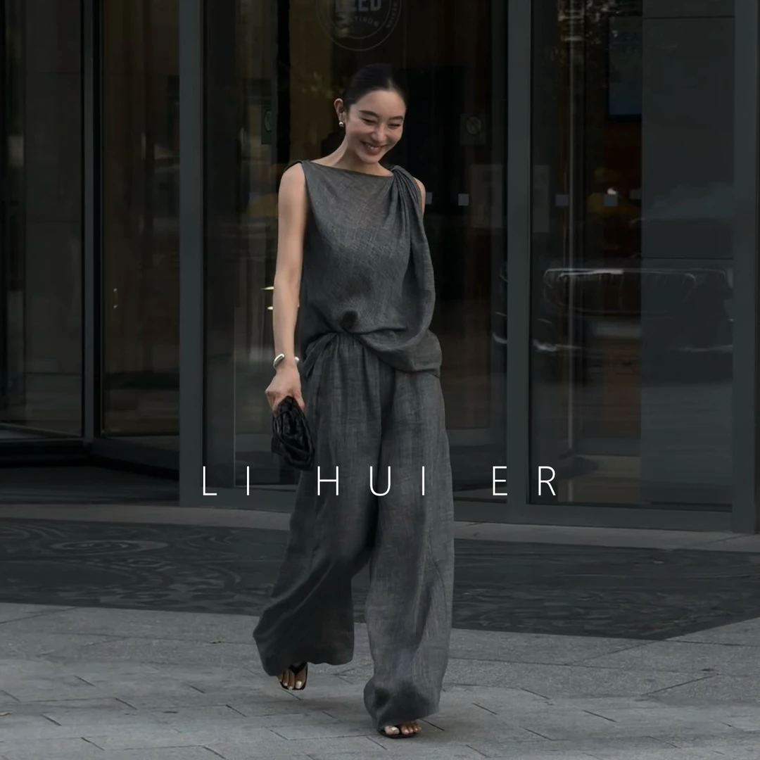 LiHuiEr李慧儿【观复】夏新品显瘦轻奢潮流感极简感套装HNE035