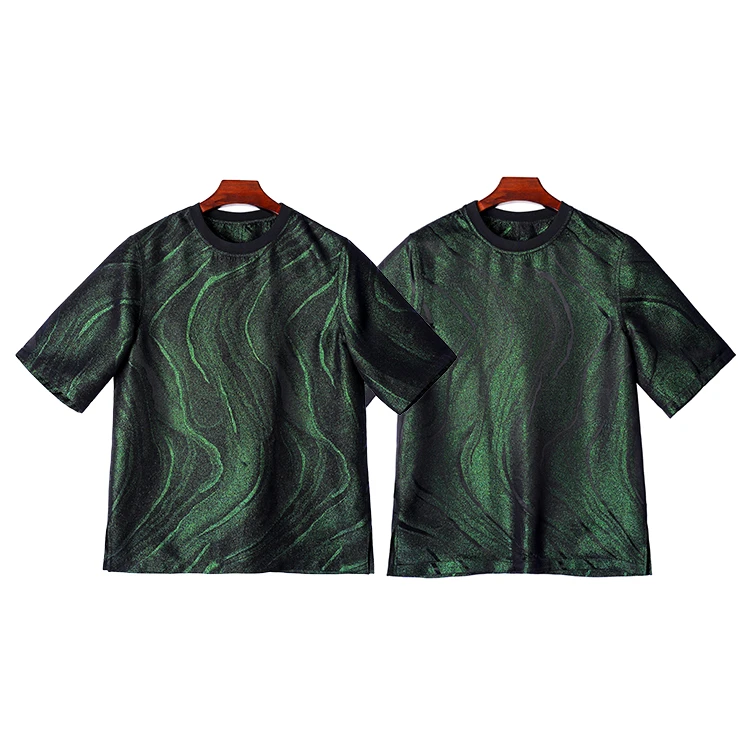 99298 男士短袖T恤 桑蚕丝正绢双面穿新中式复古休闲T恤透气