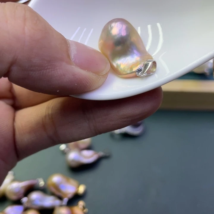 淡水珍珠吊坠(不含链)银S925镶嵌