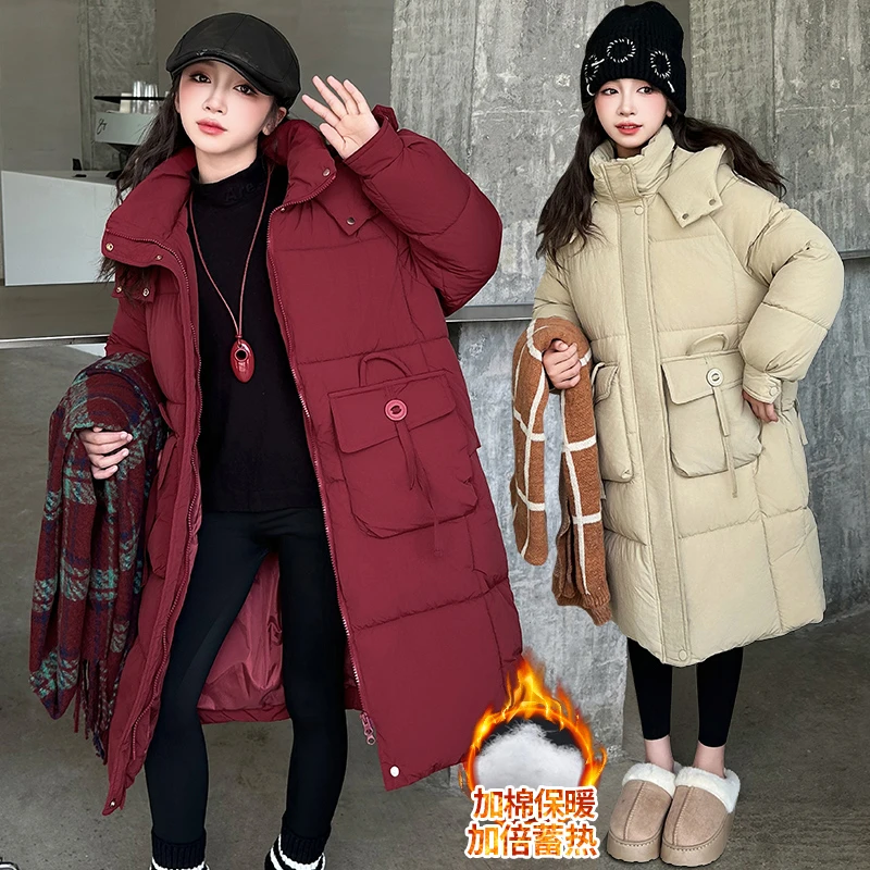 女童冬装棉服2025新款洋气儿童中长款棉衣外套冬季中大童保暖棉袄