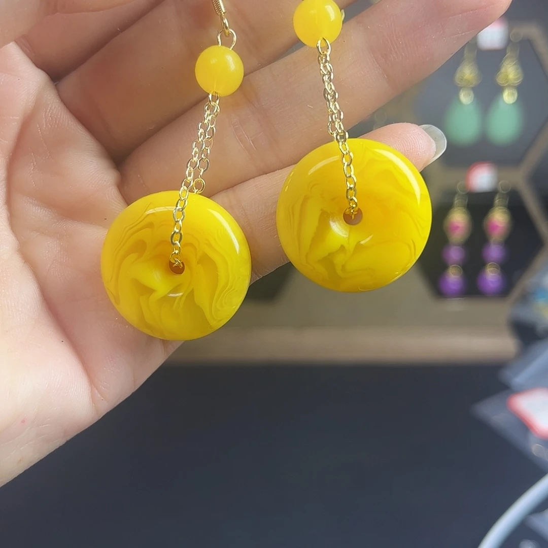 珐琅合金925银耳饰