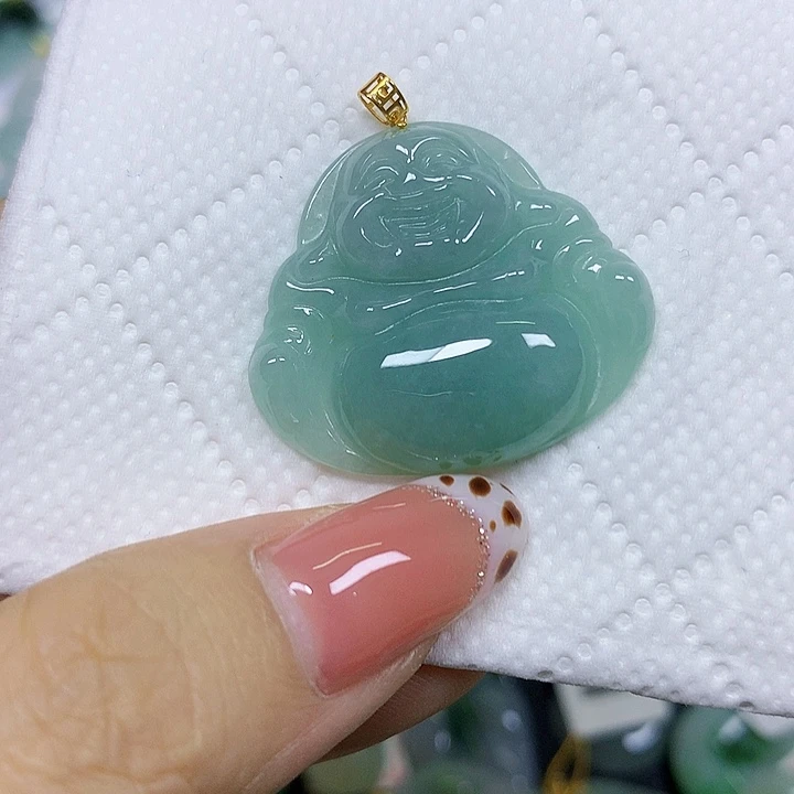 翡翠18K金镶嵌颈饰挂件