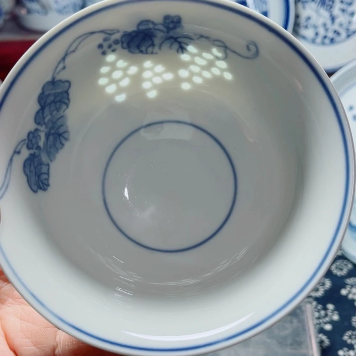 青花玲珑5寸饭碗葡萄