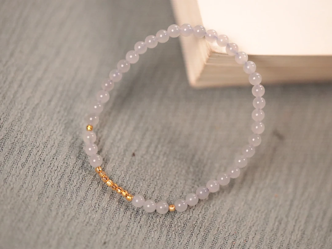 和田玉烟灰紫4mm单圈手串