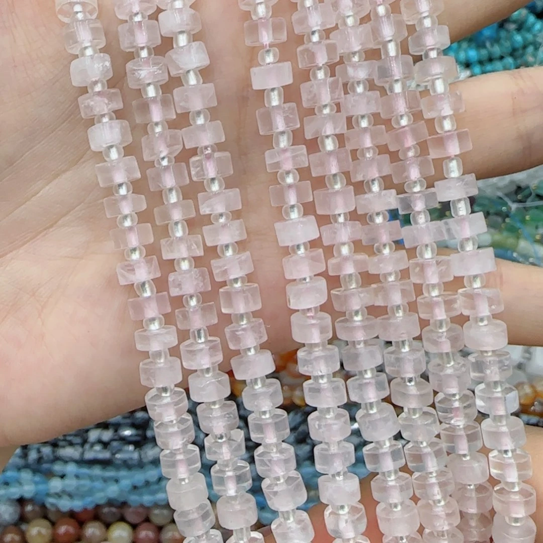 玛瑙/玉髓未镶嵌珠宝半成品老矿粉晶剁珠一条卡6