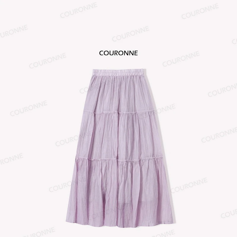 【雨雾紫藤】法式时尚优雅仙气飘逸A字流光半身裙33245